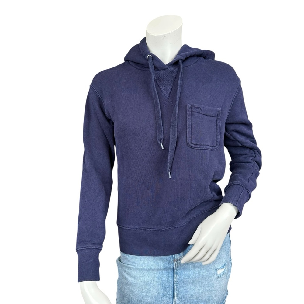 Alex Mill Hollis Navy Blue Cotton Pullover Hooded Pocket Sweatshirt Size XS